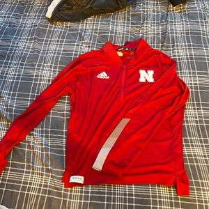 Red adidas prime blue Nebraska Corn husker quarter zip